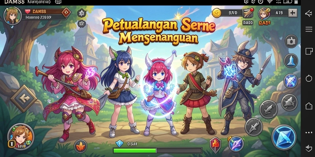 Screenshot utama DAM88 menampilkan aksi karakter di dunia Anime.