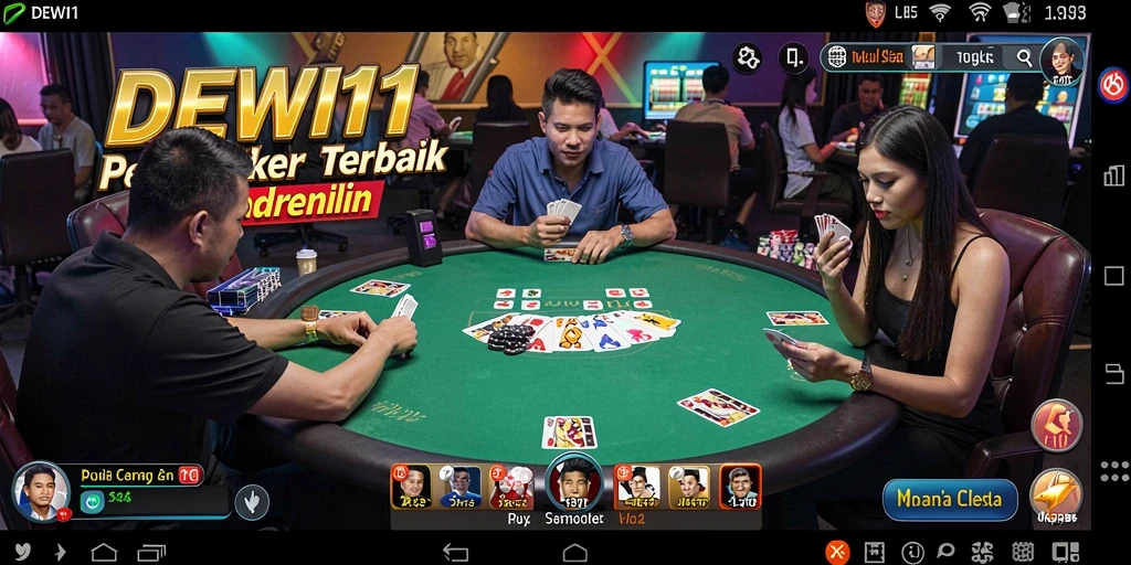 Screenshot main game Poker DEWI11 yang seru dan interaktif.