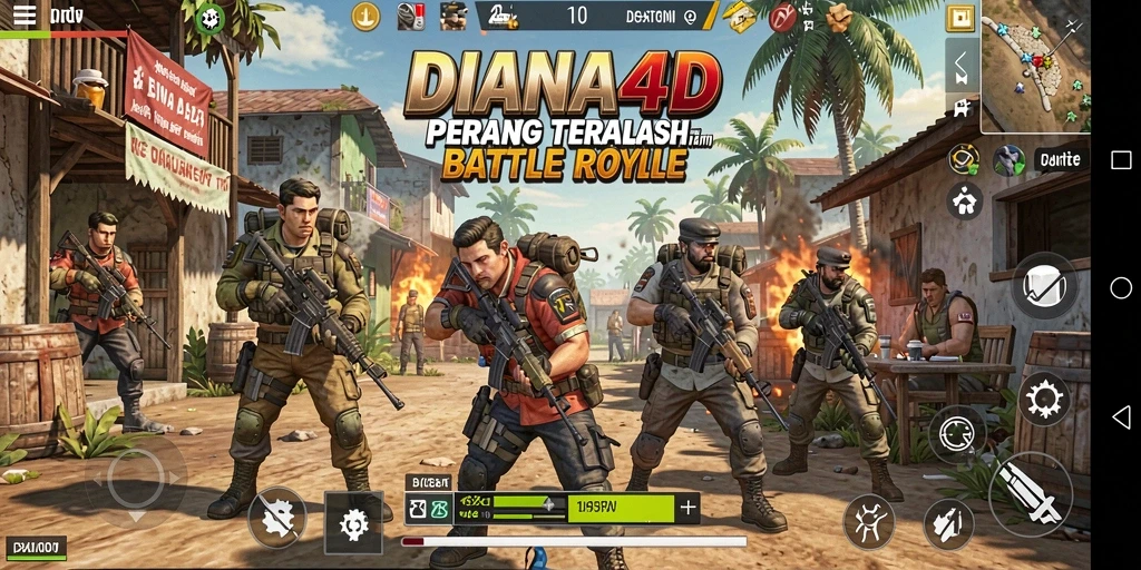 Tangkapan layar gameplay DIANA4D menunjukkan pertempuran seru di arena Battle Royale.