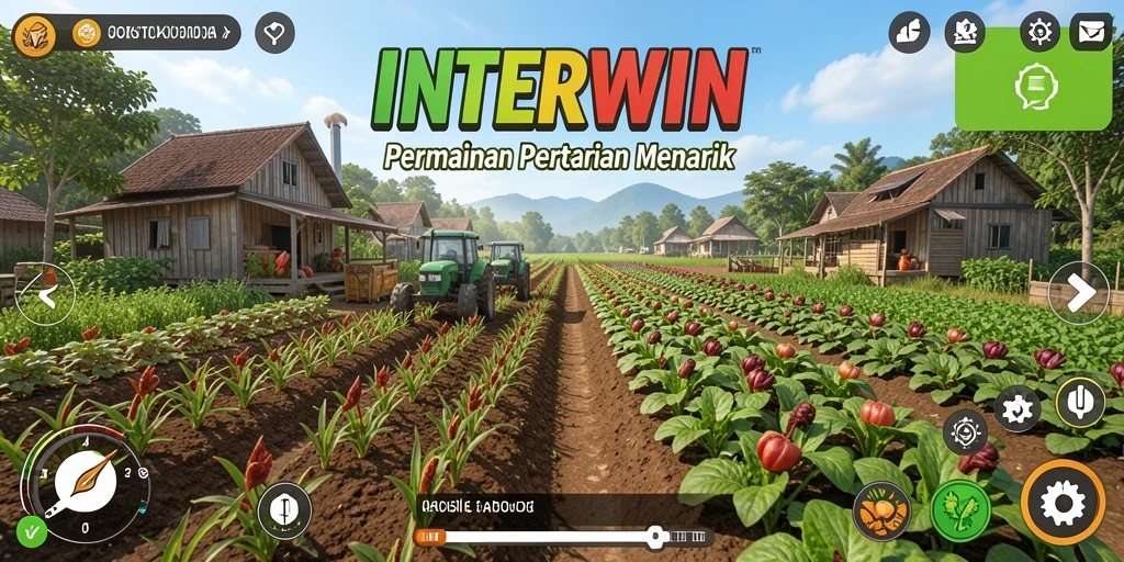 Tampilan menarik dari gameplay INTERWIN dengan aktivitas bertani yang seru.