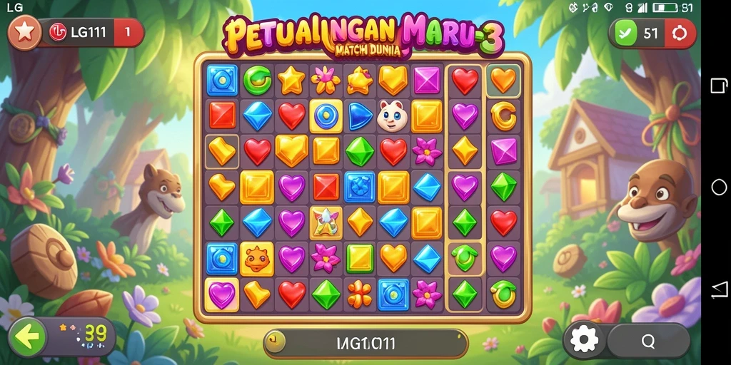 Tampilan gameplay LG111 yang penuh warna dan menantang.
