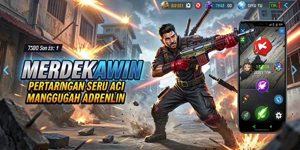 Tampilan gameplay action yang menegangkan dalam MERDEKAWIN.