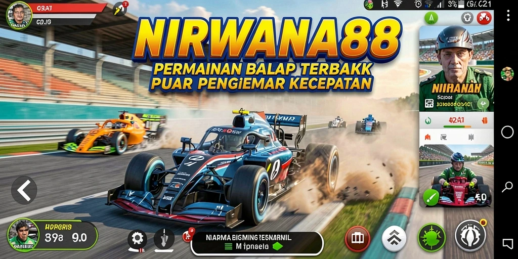 Tampilan gameplay NIRWANA88 yang mendebarkan di trek balap.