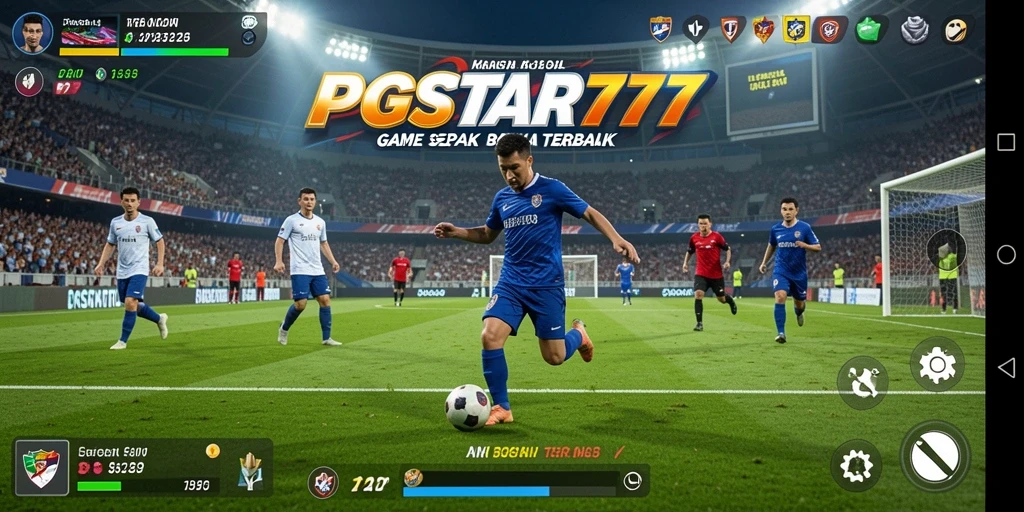 Screenshot utama PGSTAR777 menampilkan aksi seru dalam permainan sepak bola.