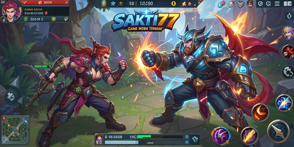 Screenshot gameplay SAKTI77 menampilkan aksi seru dalam pertarungan MOBA.