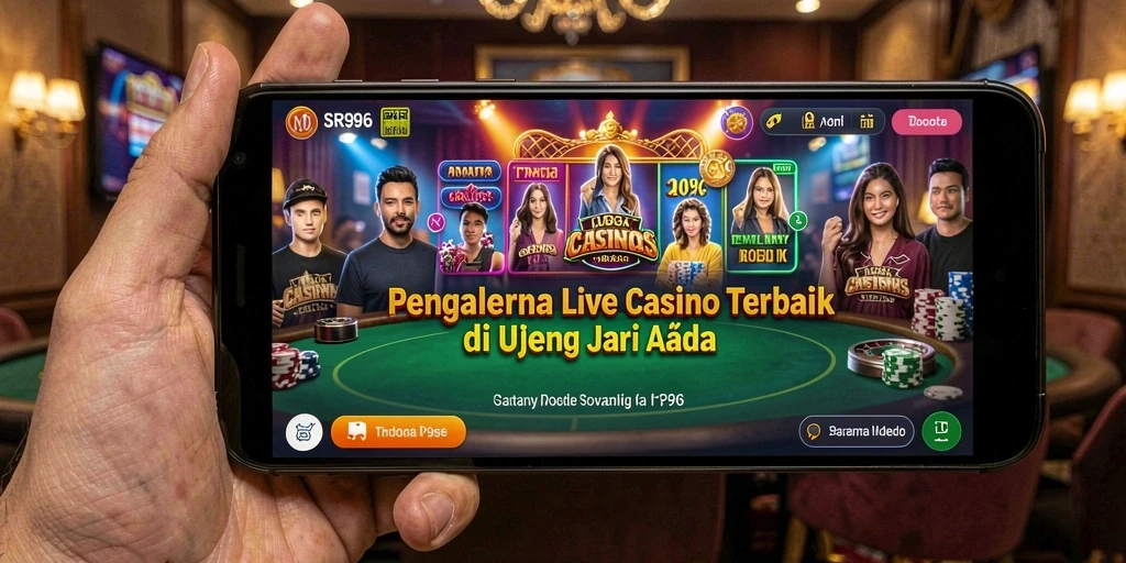 Screenshot menunjukkan dealer profesional dalam permainan Live Casino yang seru.