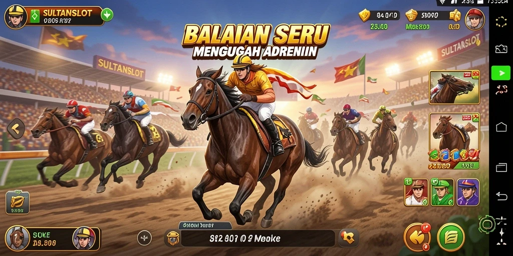 Tangkapan layar gameplay SULTANSLOT dengan balapan mendebarkan.