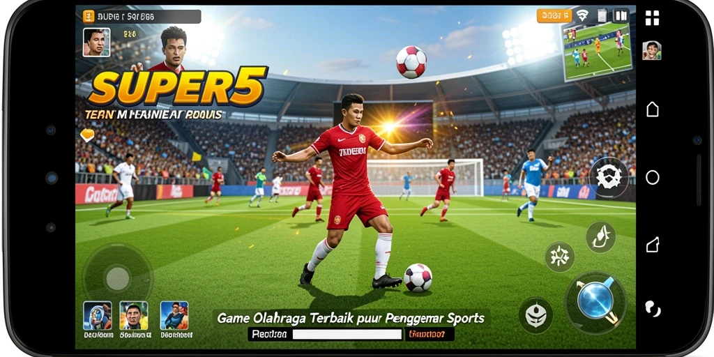 Screenshot menampilkan gameplay seru pada <strong>SUPER5</strong> dengan aksi olahraga yang menggugah.